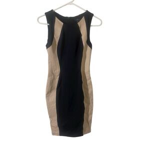 David Lerner Small Bodycon Lambskin Trim Flattering Dress NYE Sexy Silhouette
